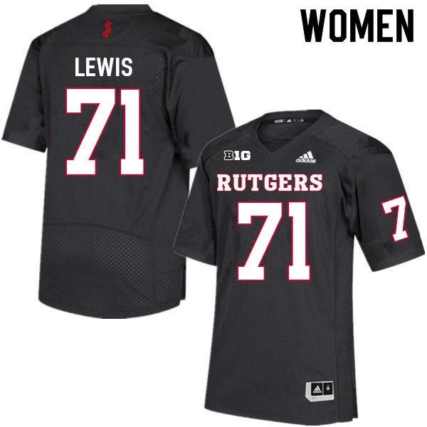 Women #71 Aaron Lewis Rutgers Scarlet Knights College Football Jerseys Sale-Black - Click Image to Close